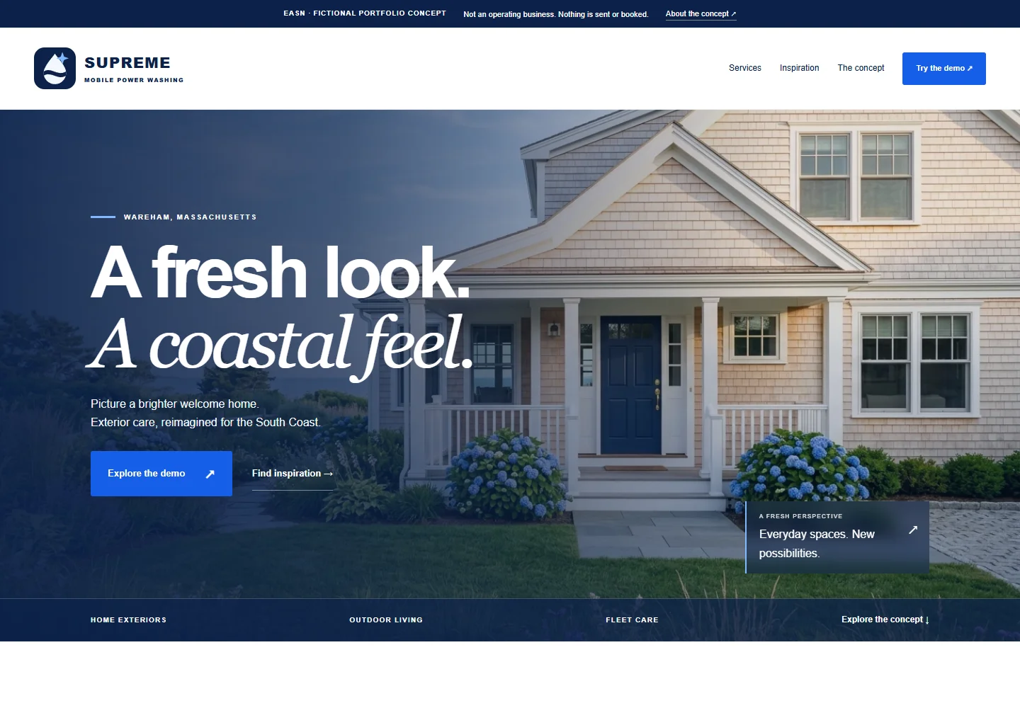 Fictional Supreme contractor website concept