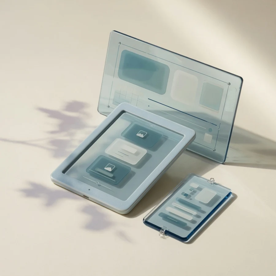 Refined responsive interface concepts across desktop, tablet, and mobile